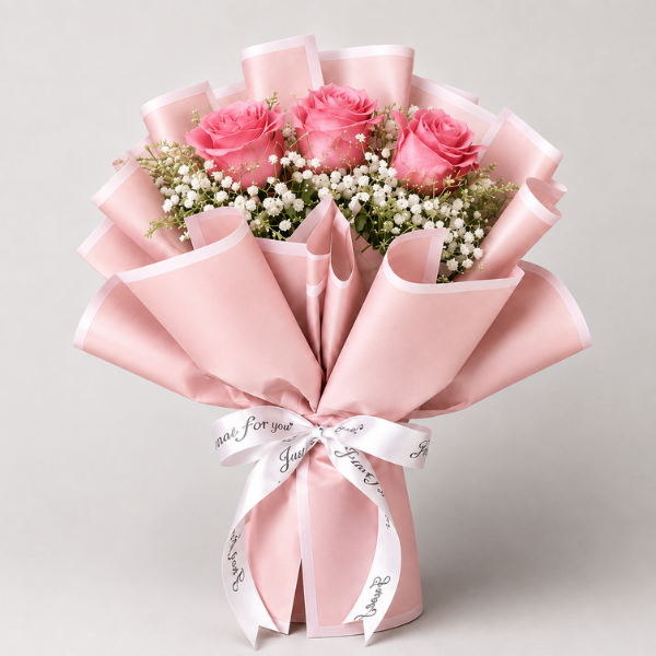 Ramalhete com 3 Rosas Claras