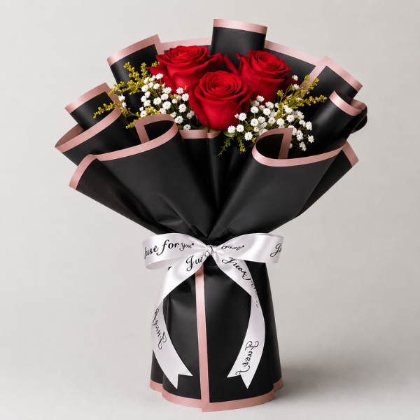 Ramalhete com 3 Rosas Vermelhas